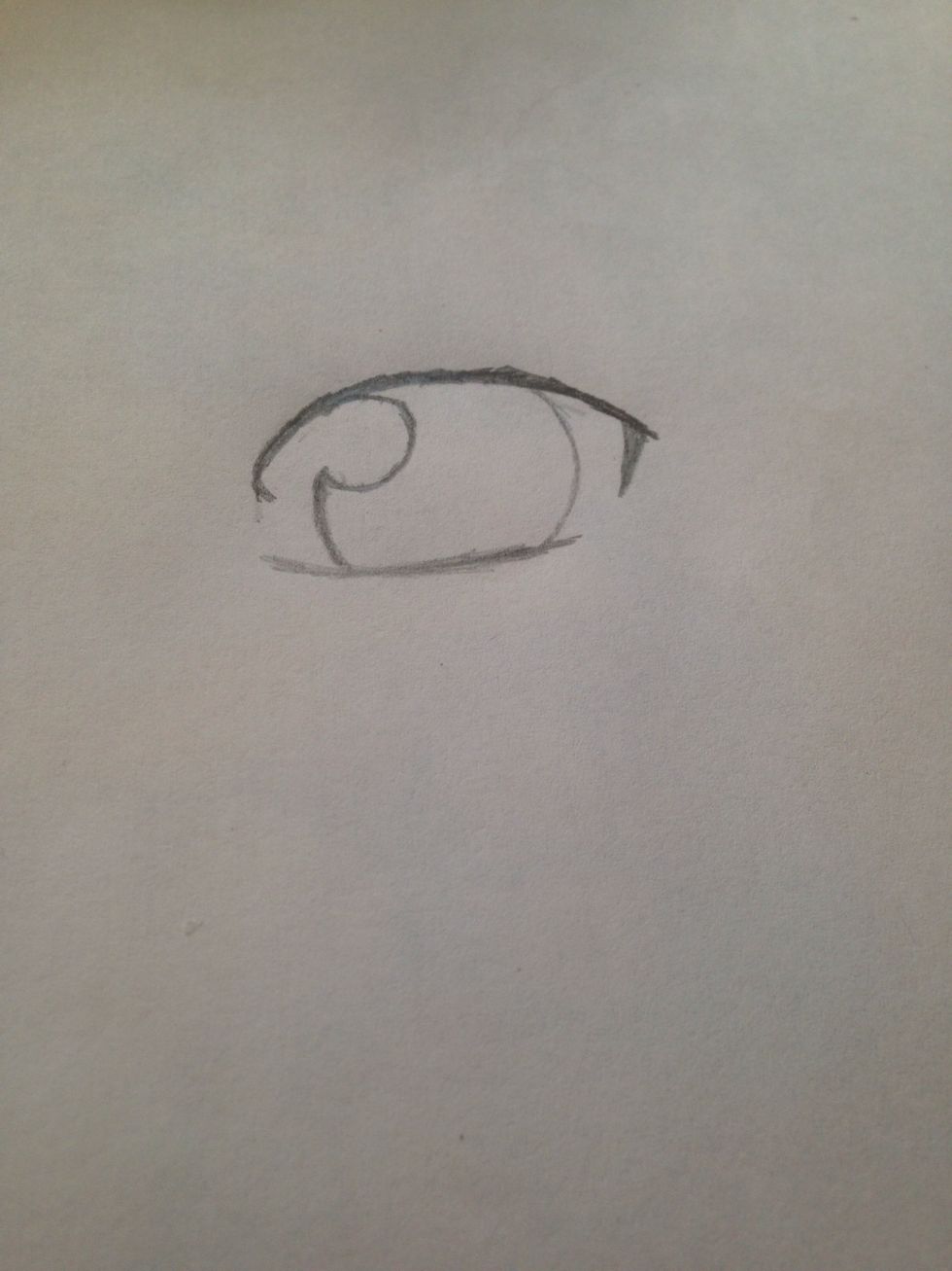 Next, Draw a longer, curvy line on the right side on the inside of the eye