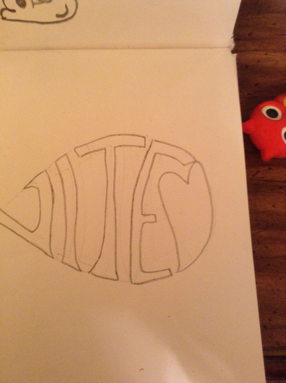 Next draw an I T E and a heart