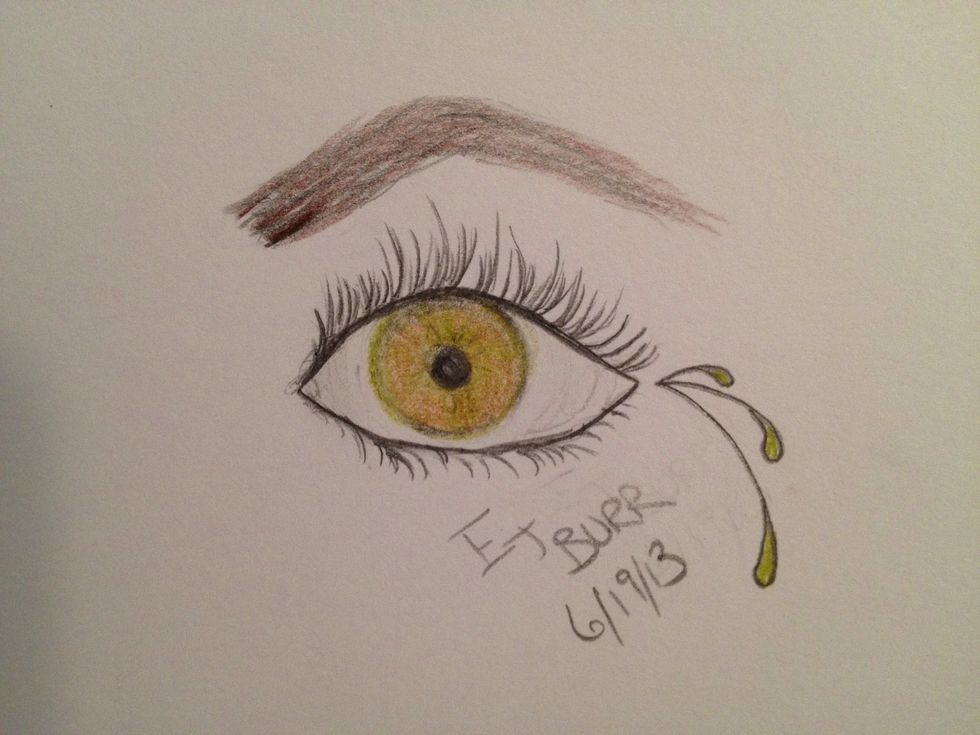 Next draw both eyes. Notice in pictures that peoples' eyes are not exactly the same! Draw the outlines first and then shade.