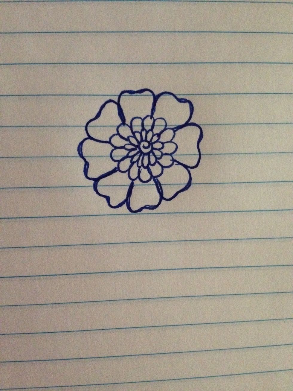 Next, draw larger petals to create a nice flower design. You can pick any kind of petal design. This one is my favorite.