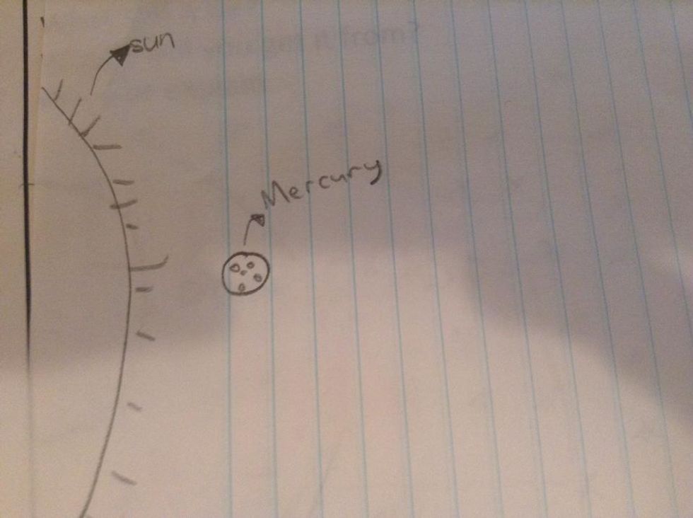 Next draw Mercury, also draw some craters on Mercury and color it brown to show the craters.