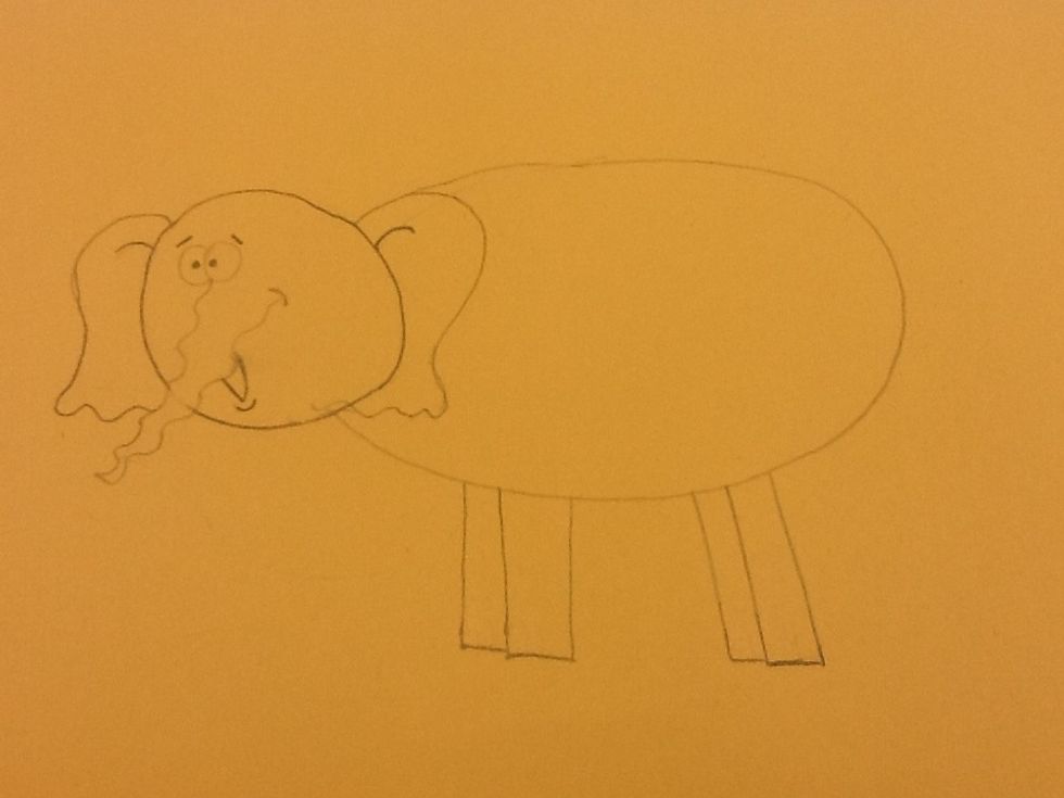 Next draw six vertical lines to make the legs.