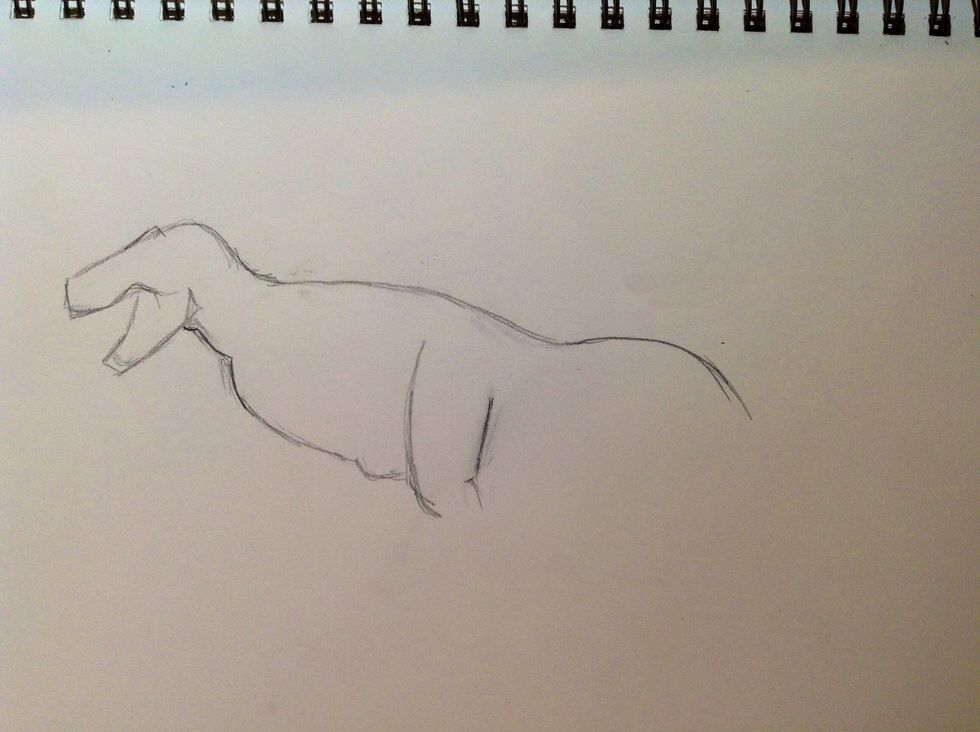 Next draw the belly and start the back legs.