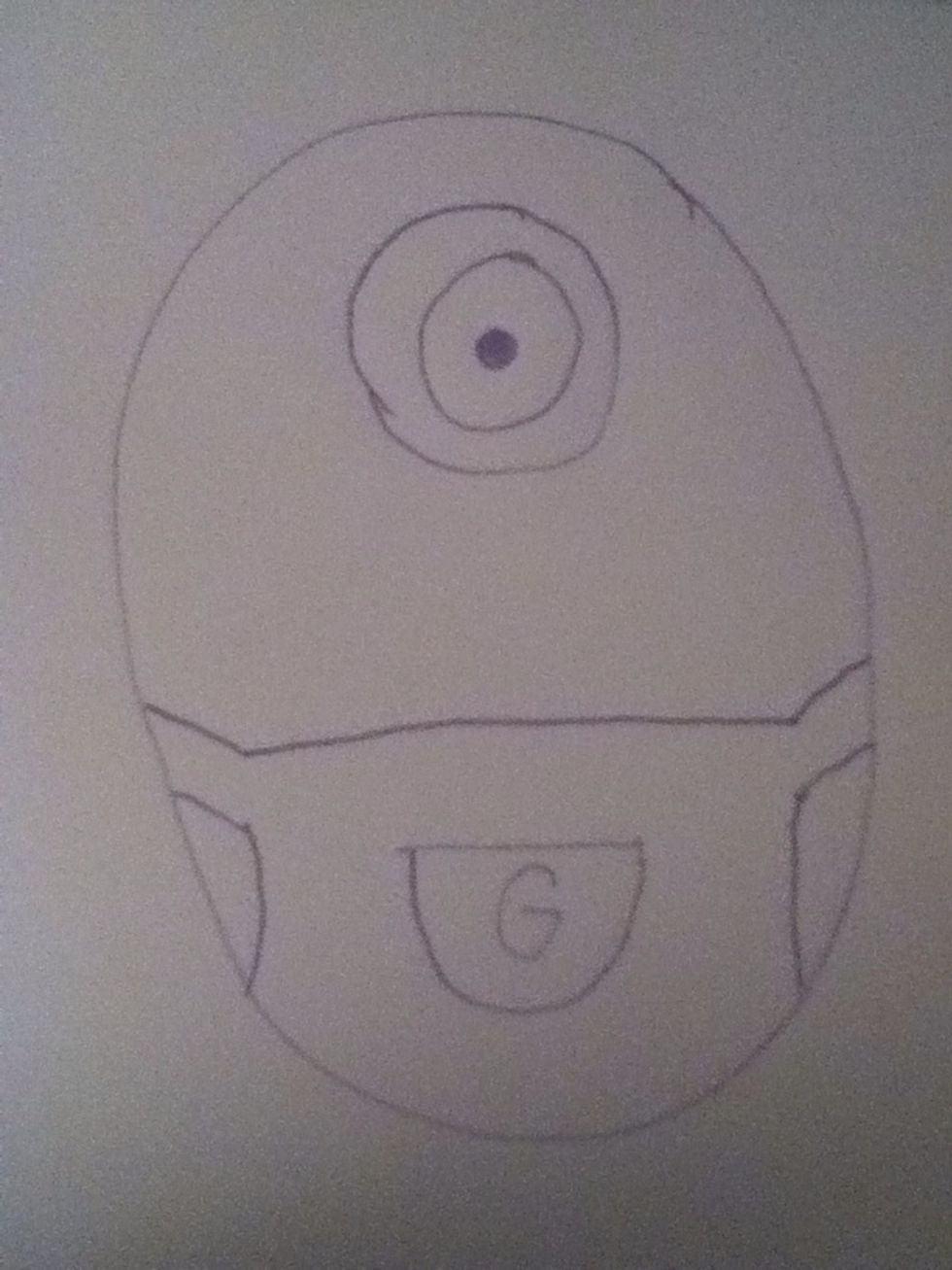 Next draw the eye (or eyes) in the goggles.