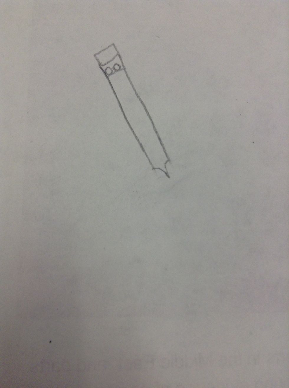 Next, erase the bottom of the long rectangle and draw a fancy v