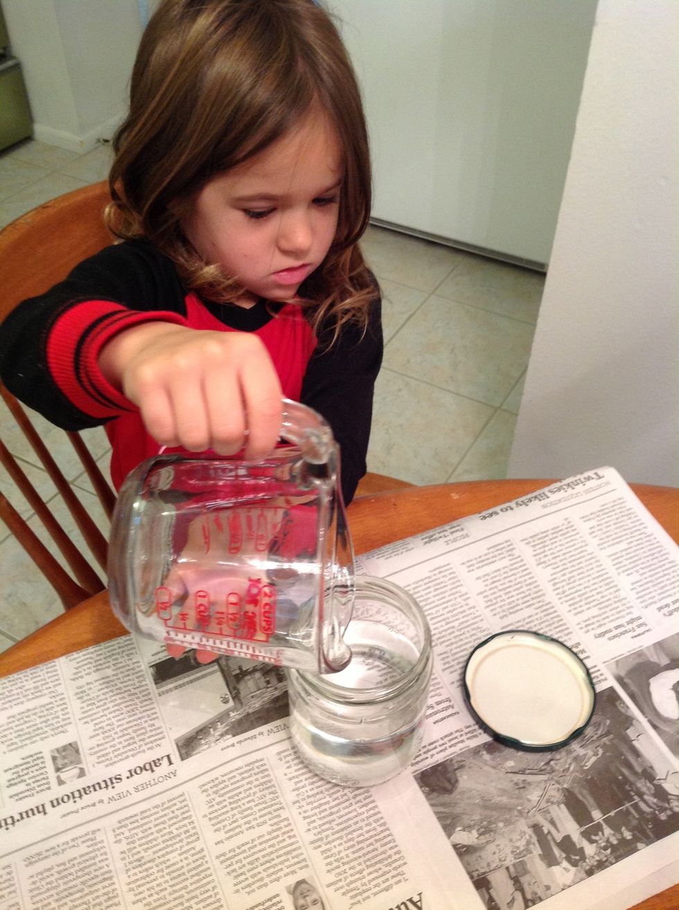 next fill the jar 3/4 full of water
