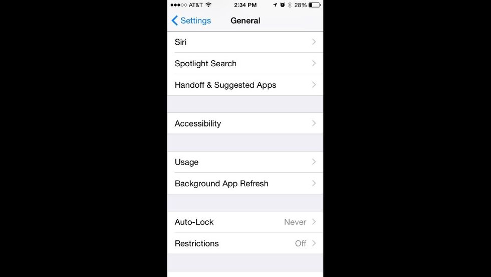 Next find the Accessibility option and tap on it.