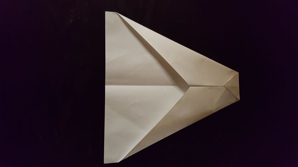 Next, fold tip down as far as you want but don't make it too big.