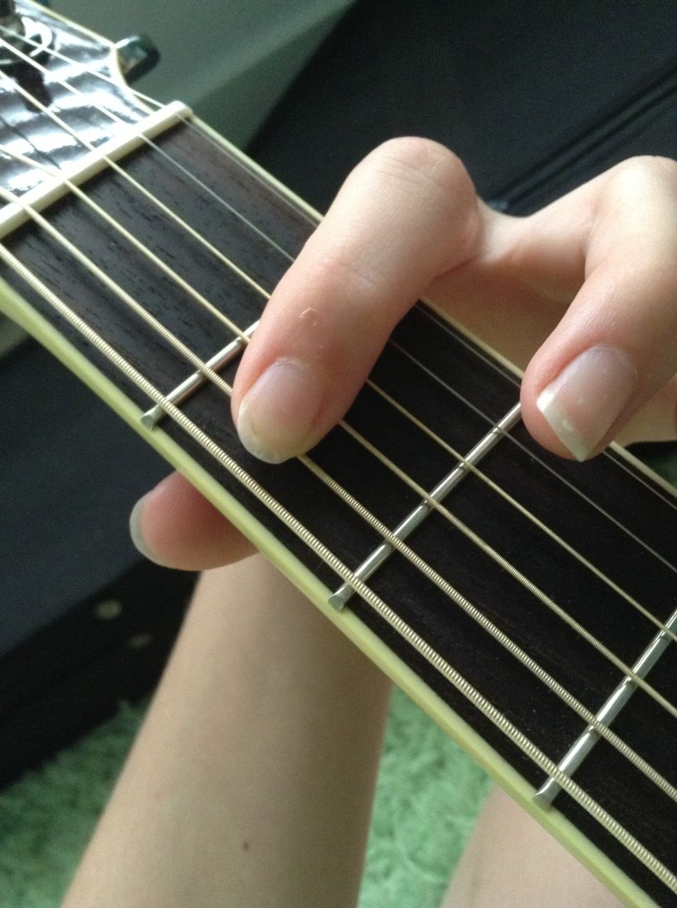 next, for "E", place one finger on A,