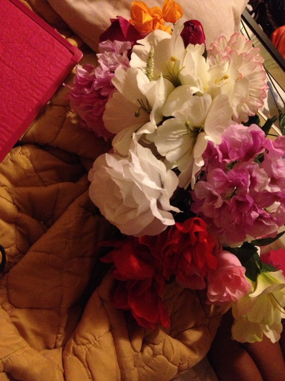 Next gather your flowers in a bunch