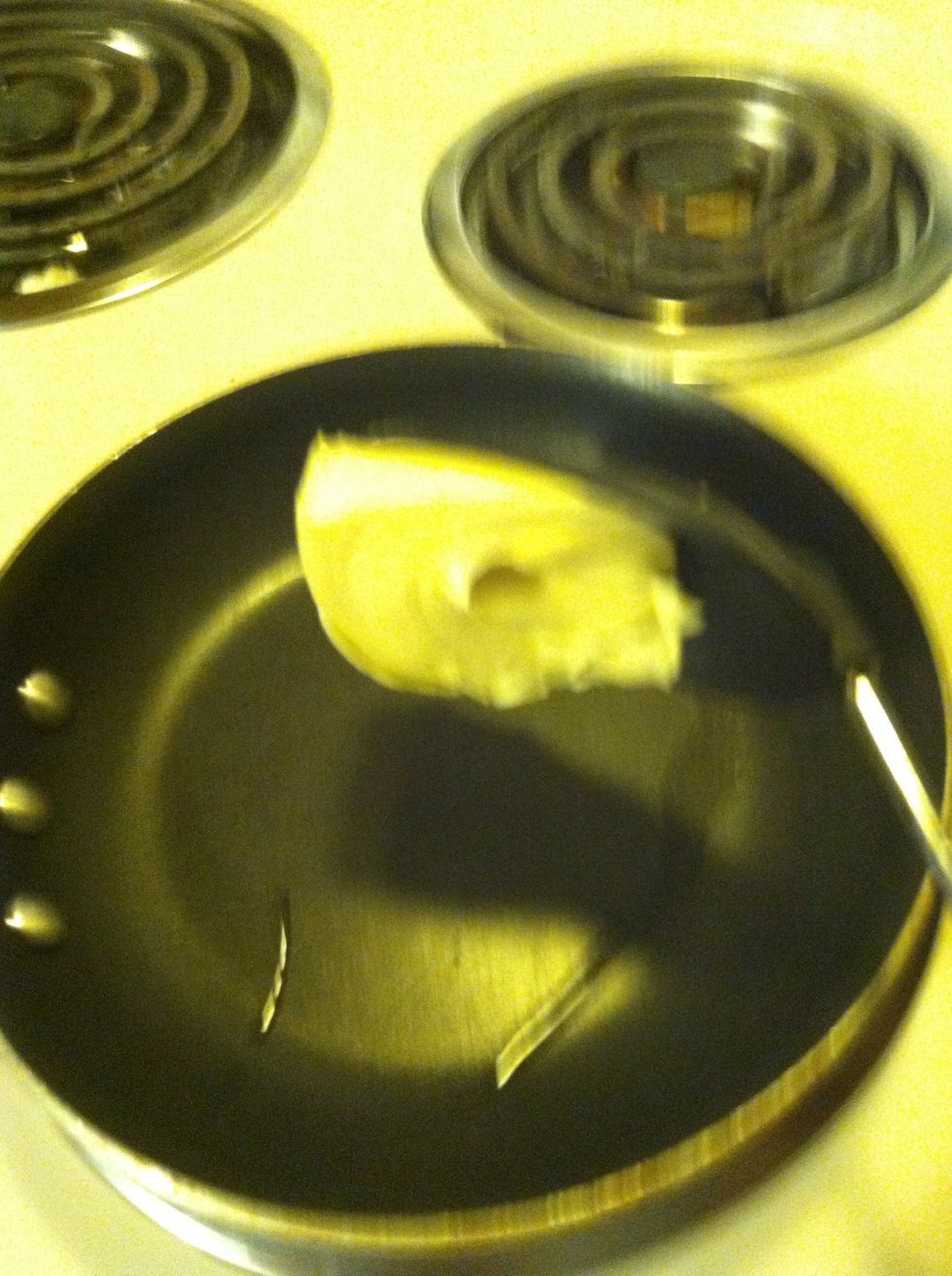 Next get another pan and put lots of butter I didn't measure because you will have to add more depending on how much marshmallows