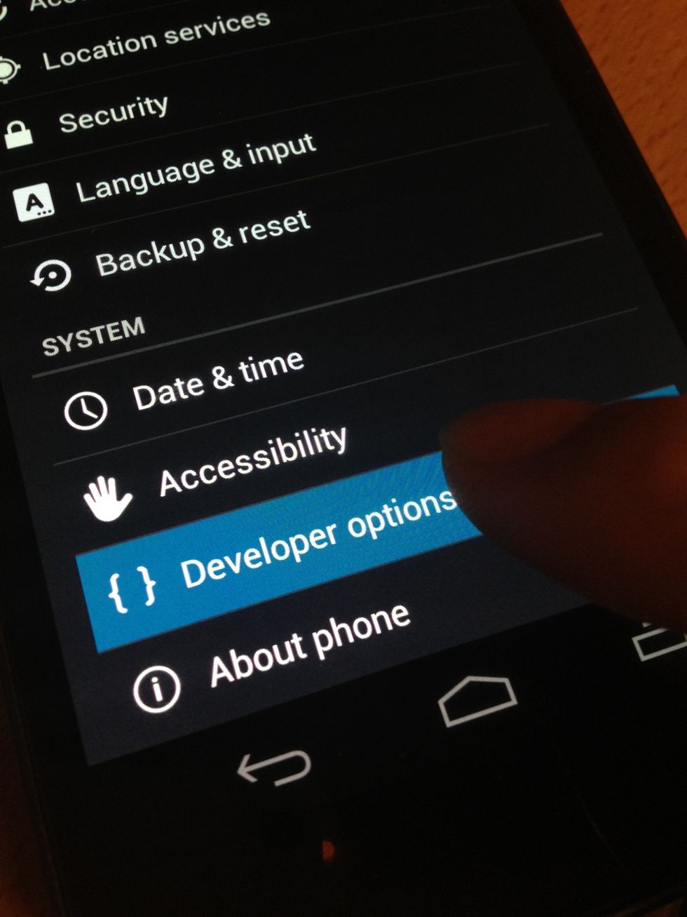 Next go into Developer Options