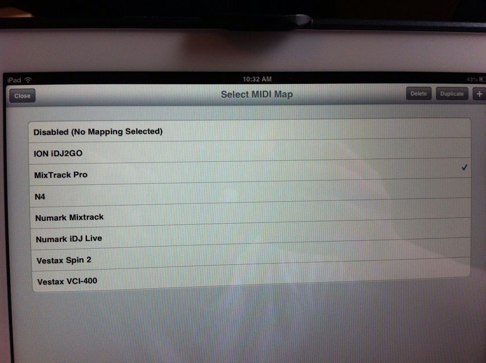 Next: go to more and click on SELECT MIDI MAP and click mixtrack pro, otherwise you will have to remap the device with the app