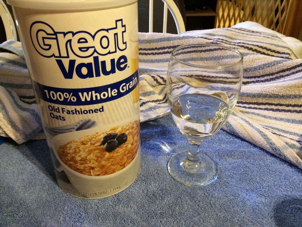 Next grab oats and water.