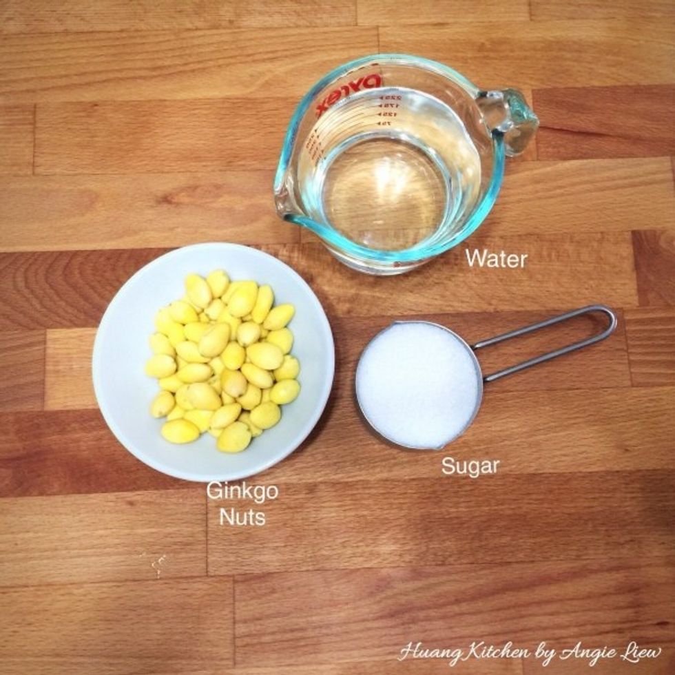 Next, have ready ingredients to be added into the sweet glutinous rice balls dessert.