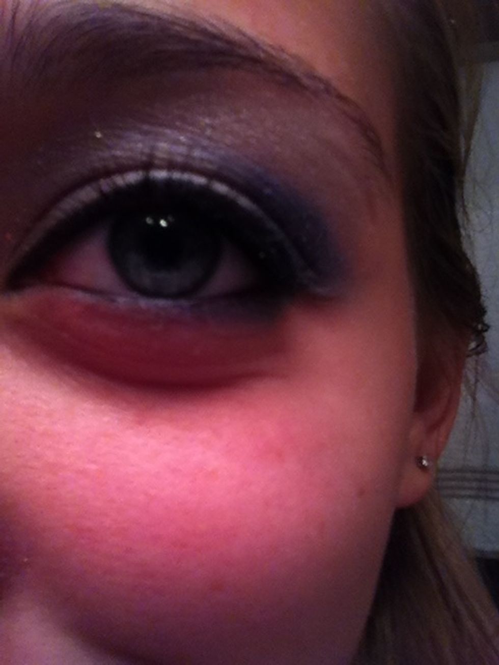 Next I applied eyeliner to the waterline of my eye. Connecting it from the outer corner to the inner corner ( as like the top liner)