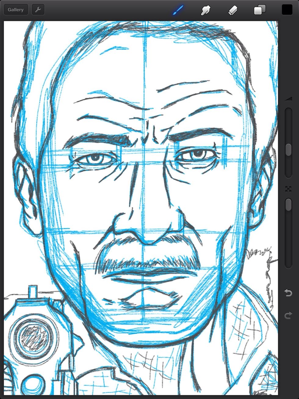 Next I create a new layer called the "Graphite Layer." I change the color of my 6B pencil to a medium grey shade.