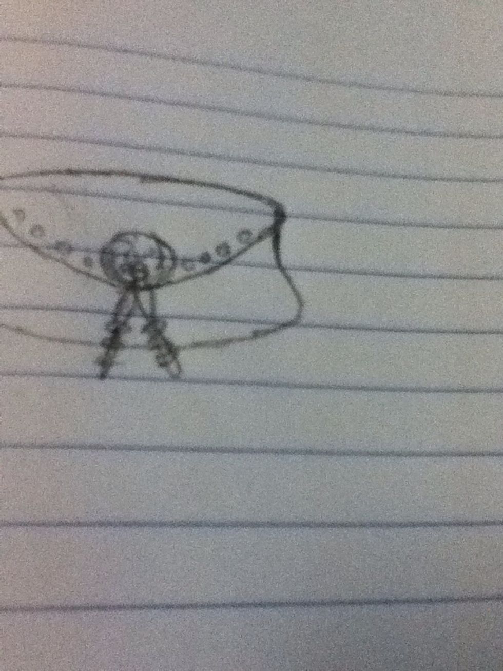 Next I drew a loose format of what I wanted the bag to look like, keeping in mind the embellishments that had been on the vest.