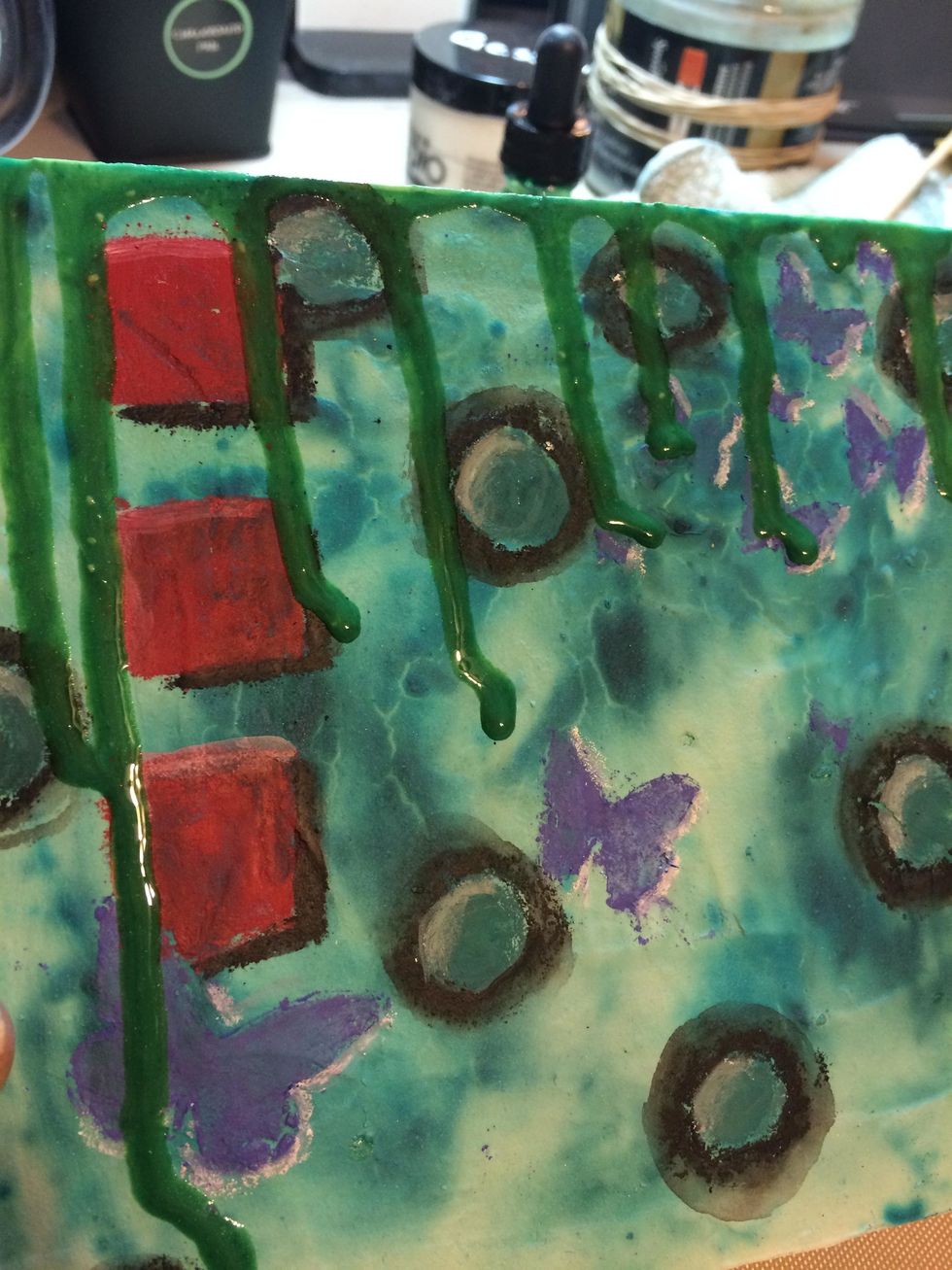 Next, I dripped Bank Roll Minx Shimmering Inks.