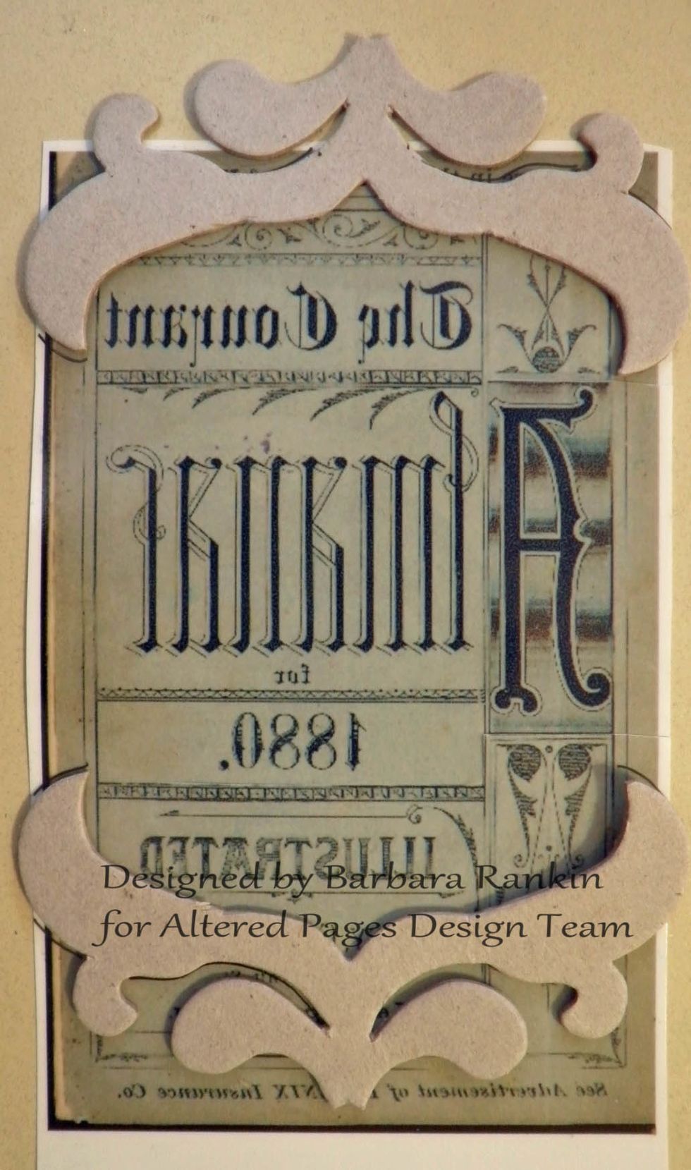 Next, I laid them onto the "Almanac" image and drew around the outer edge of the chipboard, trimming the excess CA.