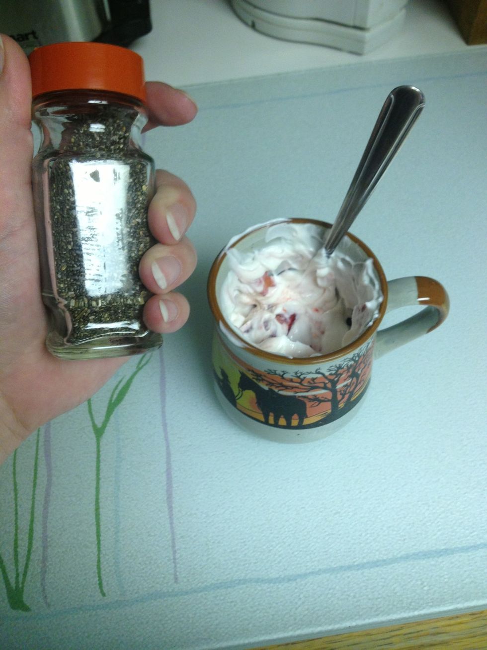 Next I'm adding chia seeds. These will fill you right up.