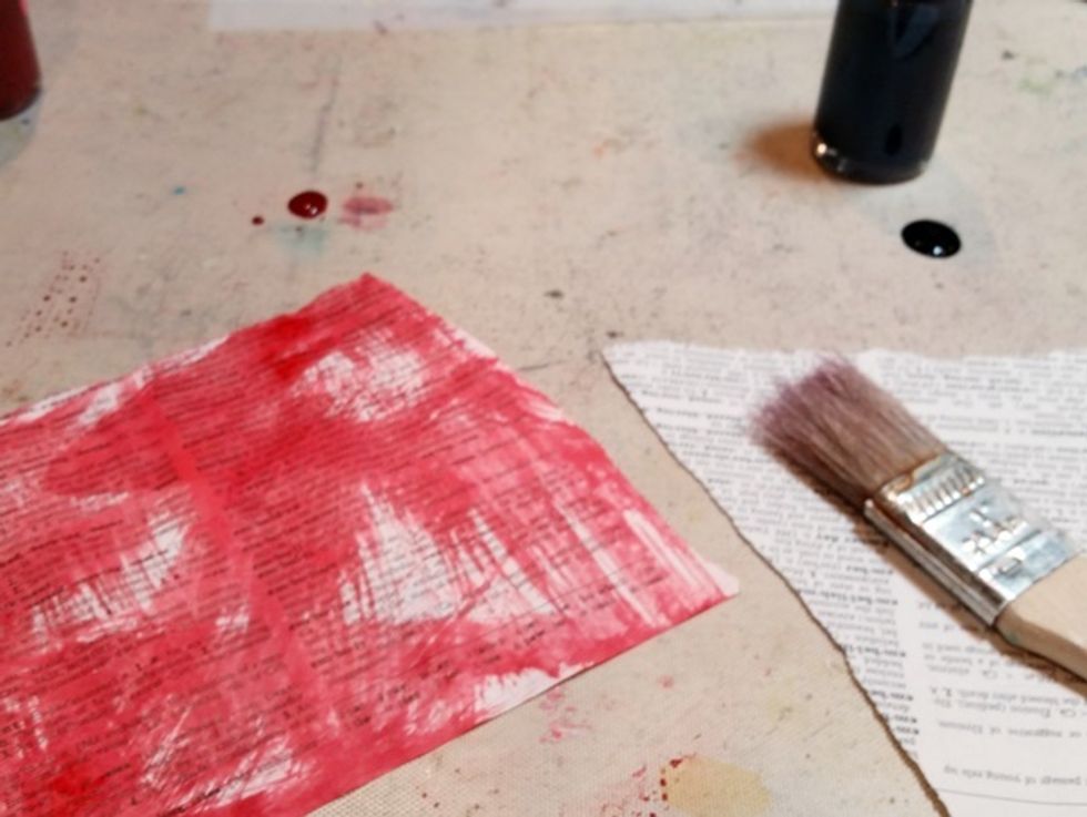 Next I needed a few scraps to to a couple of layers to my clusters to I created a bit of coordinating sheets of paper using a bit of Minx Ink and a dry brush.