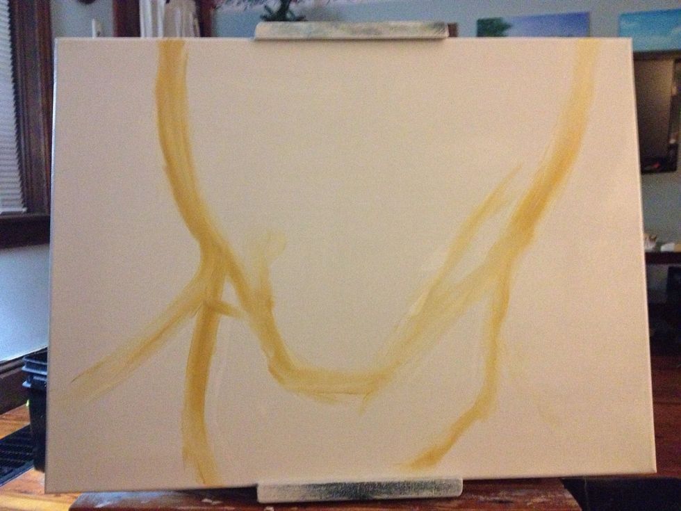 Next, I outline his face using my index finger and some light brown paint.