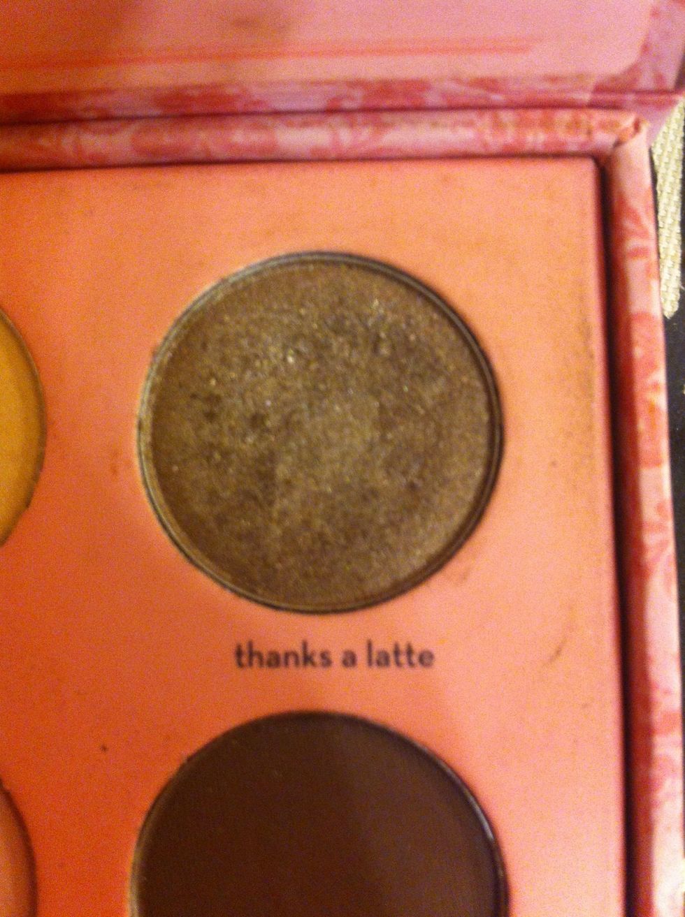 Next I take and blend a coppery shadow into my crease. This one is in Thanks A Latte by Benefit Cosmetics, but once again any brand should work.