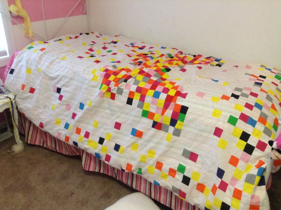 Next I take my pixel blanket and lay it over.