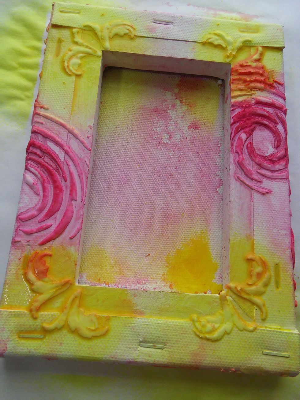 Next I use the Glorious Coloration Spray and spray mostly around the corner texture.