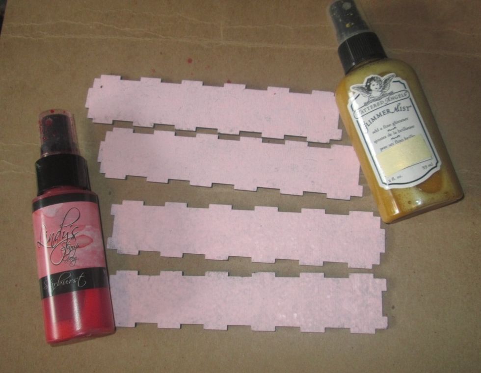 Next I used some Shimmer Mist and some Lindys Stamp Gang Starburst Sprays to add a bit more character to my pieces.