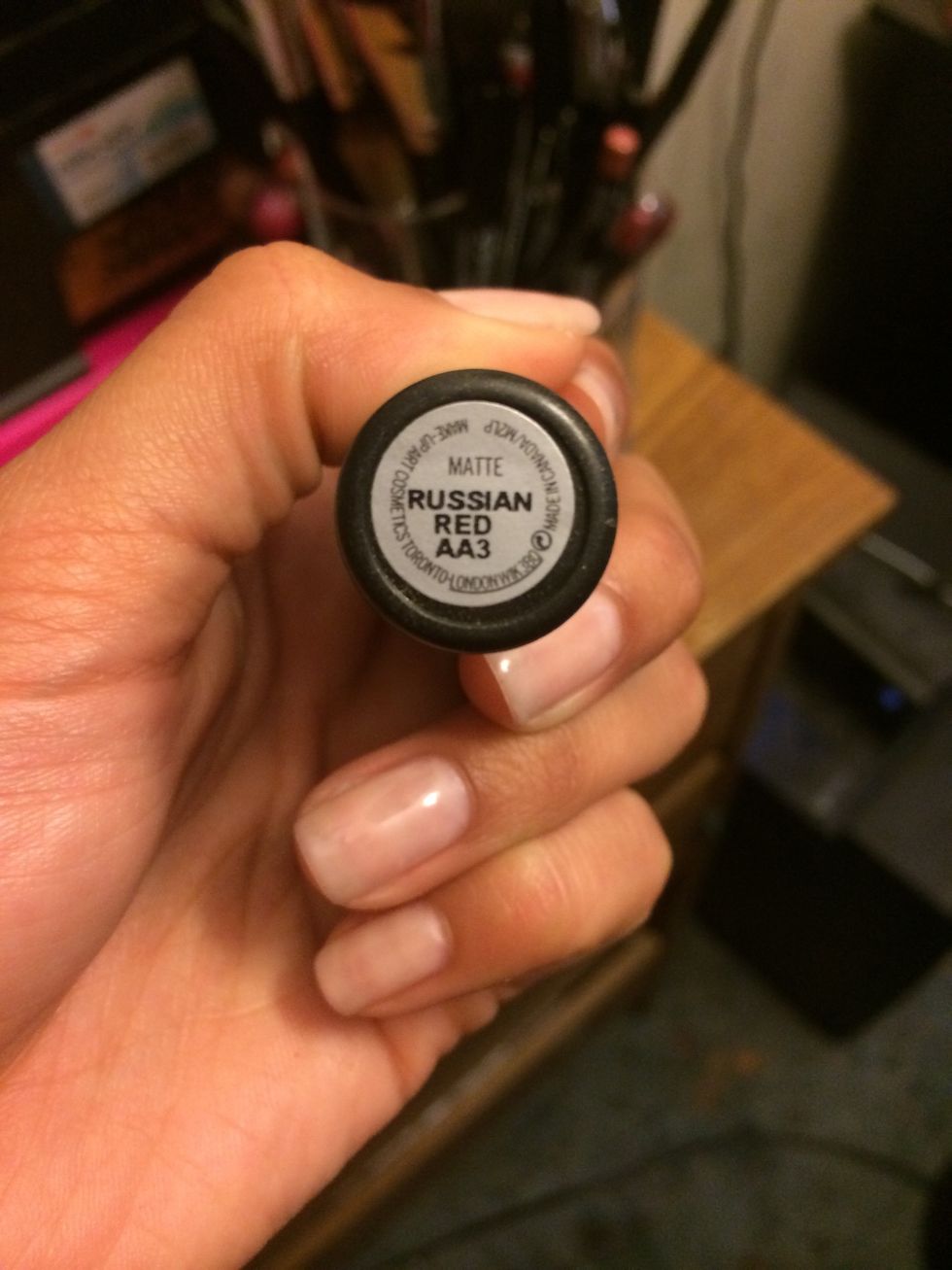 Next is lipstick, I'm using M.A.C.'s Russian red.