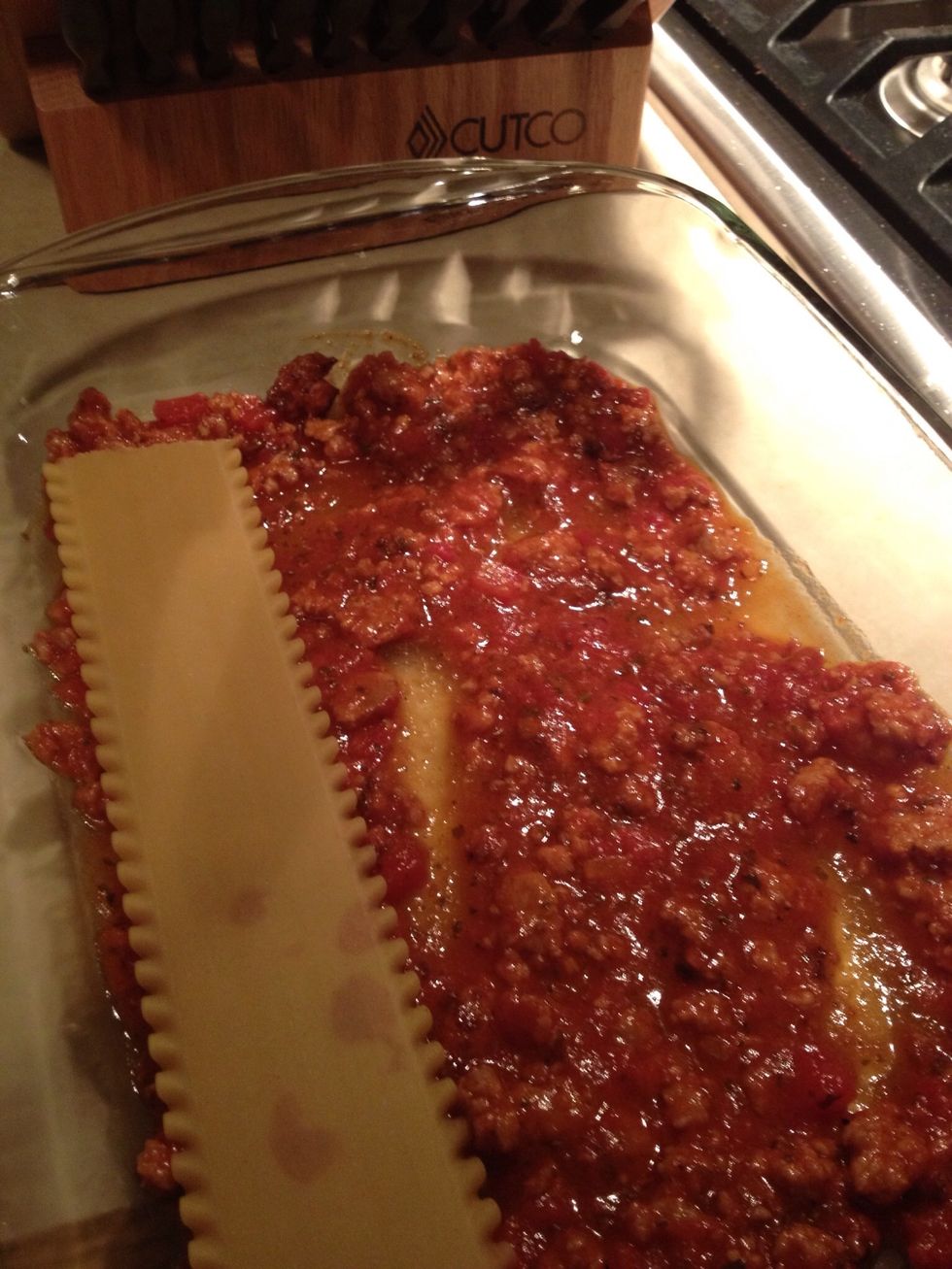 Next layer noodles. I like to leave them unsoiled. You can buy ones that don't need to be boiled first