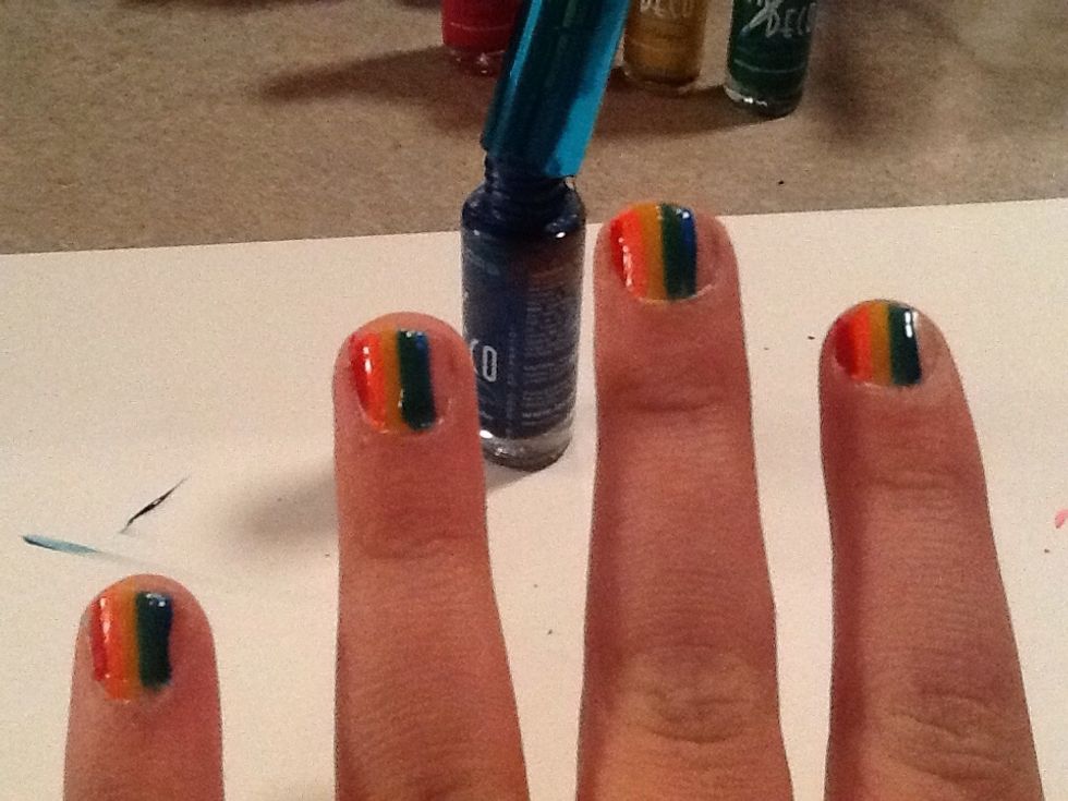 Next make a blue line right next to the green line.