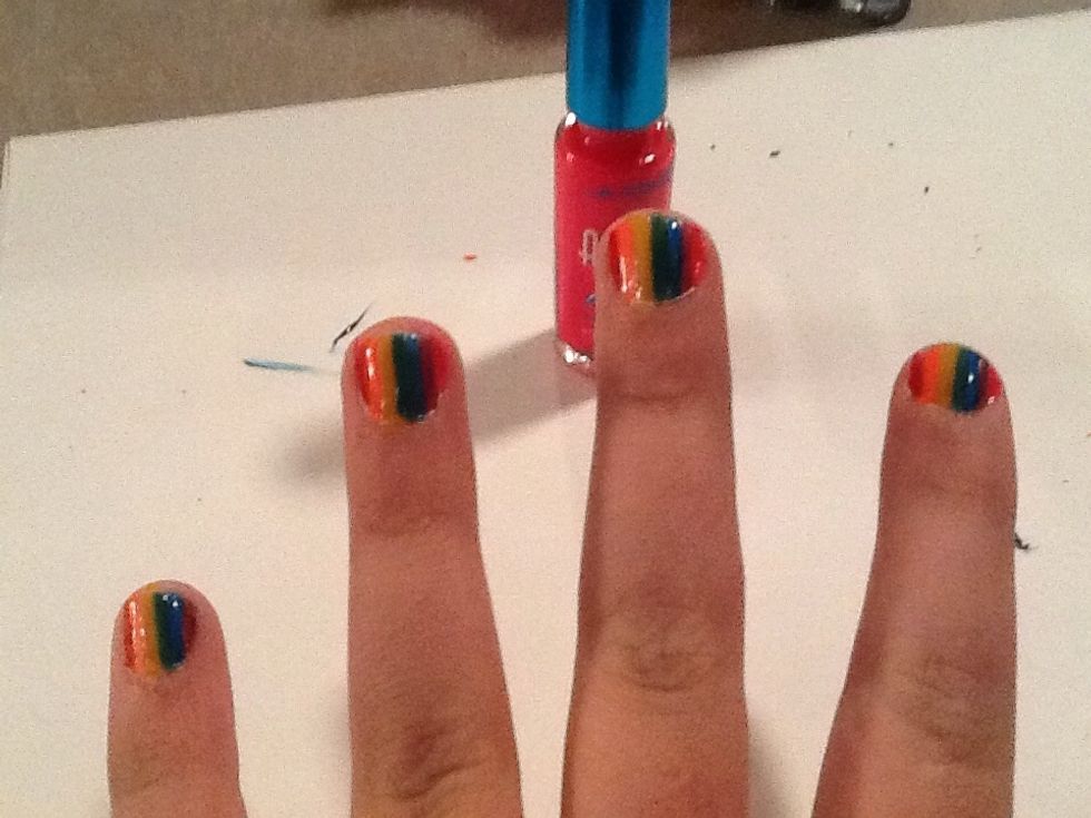 Next make a pink line right next to the purple line.