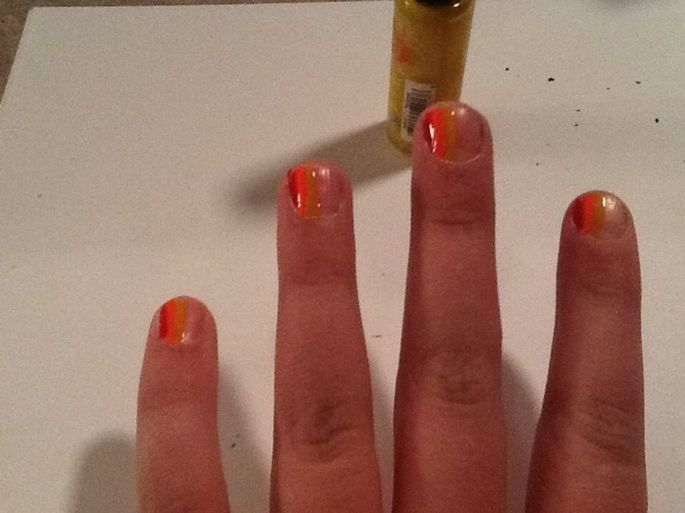 Next make a yellow line right next to the orange line.