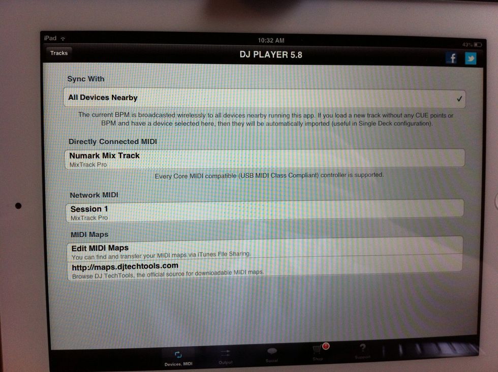 Next: make sure the device is recognized by the ipad and the Dj player app