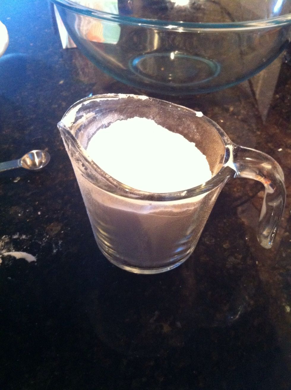 Next measure your two cups of flour.