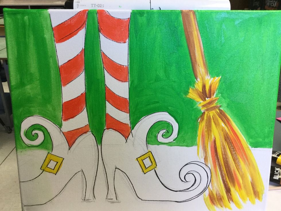 Next paint your background. I chose green.