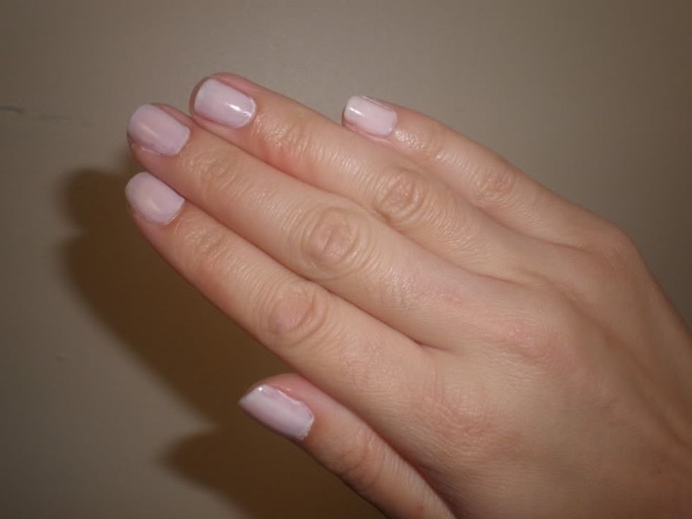Next paint your nails a light color of nail polish.