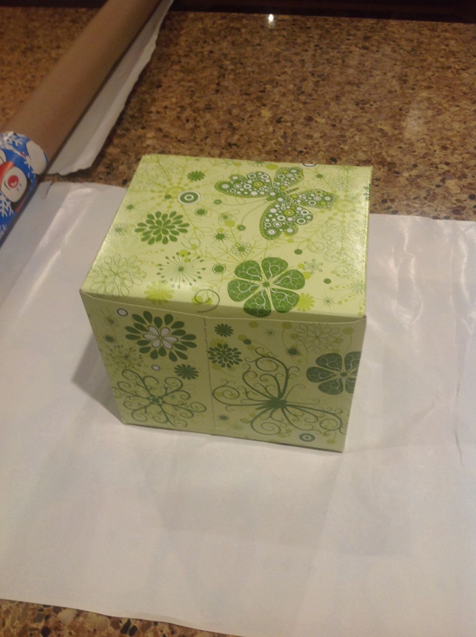 Next, place your gift face-down and centered on a sheet the wrapping paper still on the roll.