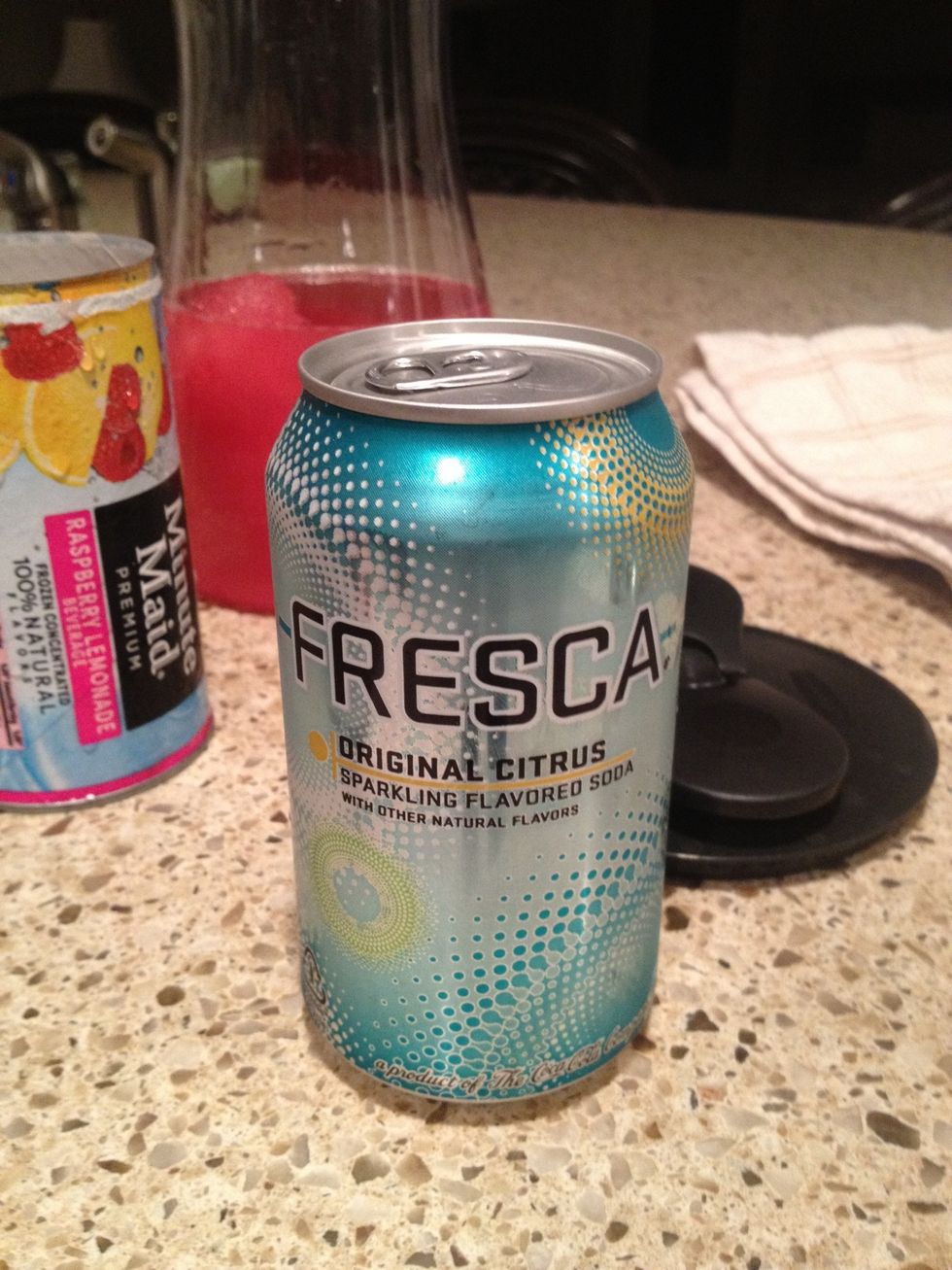 Next pour in one can of Fresca soda.