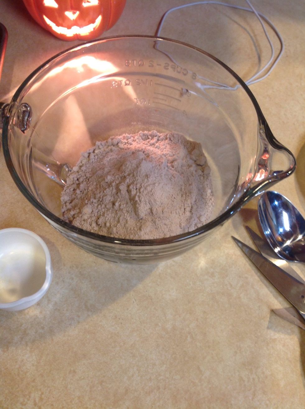 Next, pour your cupcake mix in your bowl.