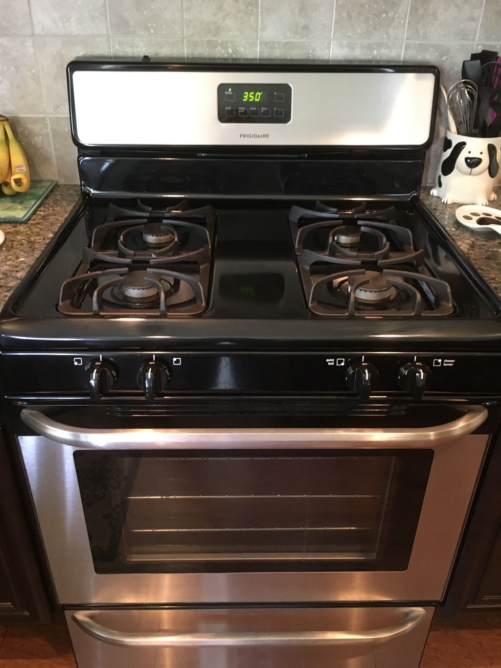 Next, preheat your oven to 350 degrees.