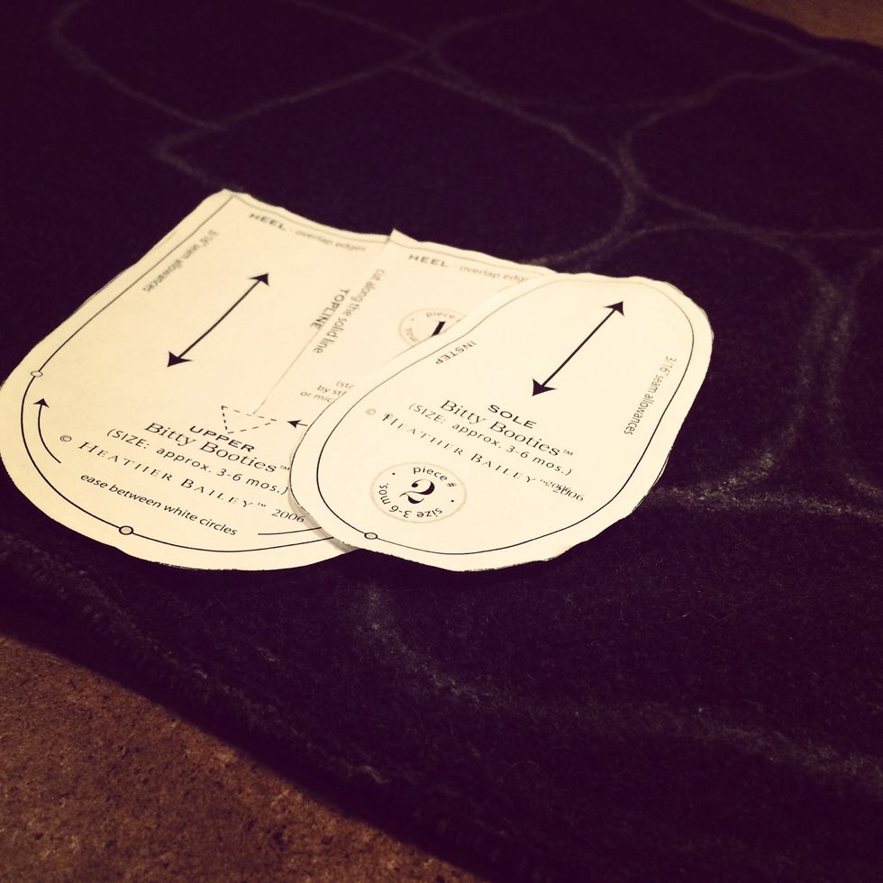 Next print & cut out the pattern. I usually make the booties for ages 3-6 months.