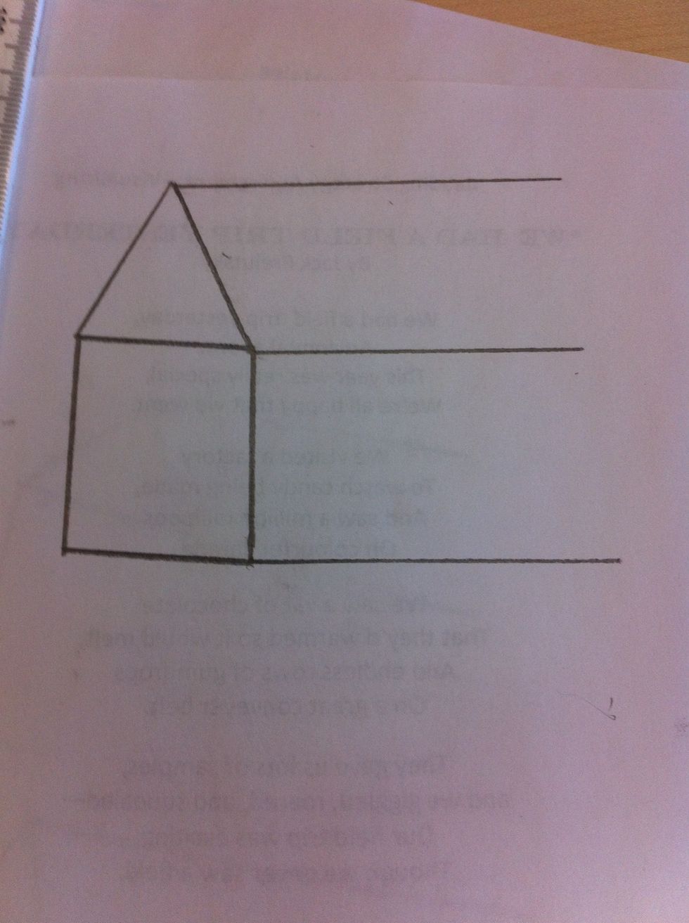 Next put 3 lines on the right corners of the house.