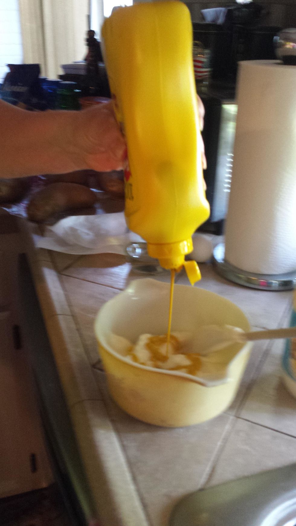 Next, put in 2 tablespoons of mustard.