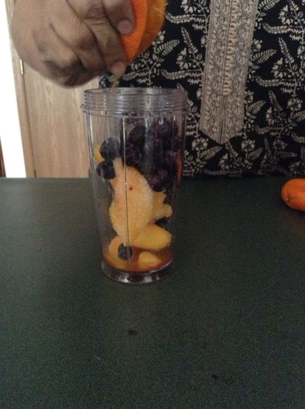 Next put in your second half of the juice into your cup.