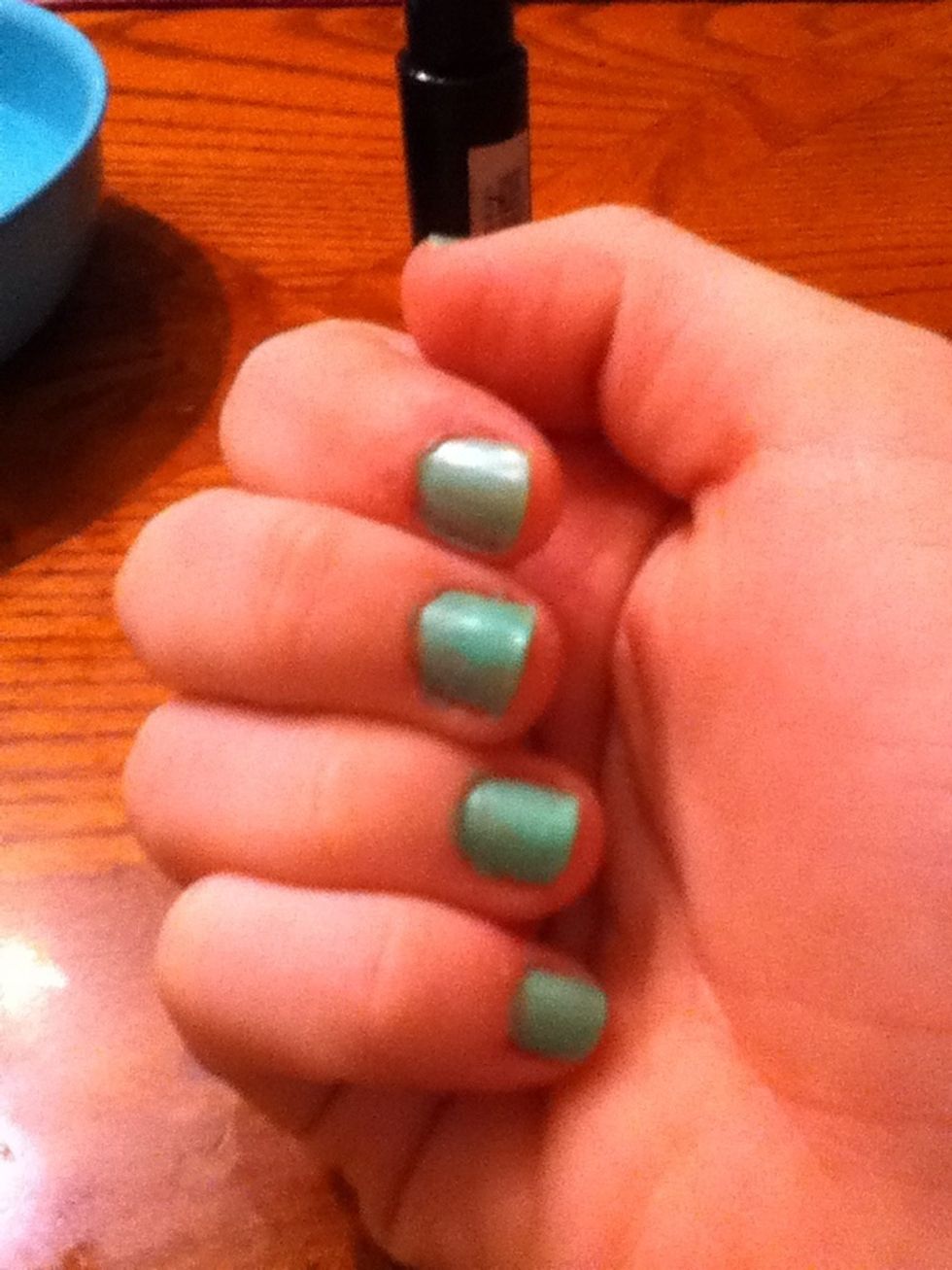 Next, put on the base coat you chose. You may need to put on multiple layers if its too thin.