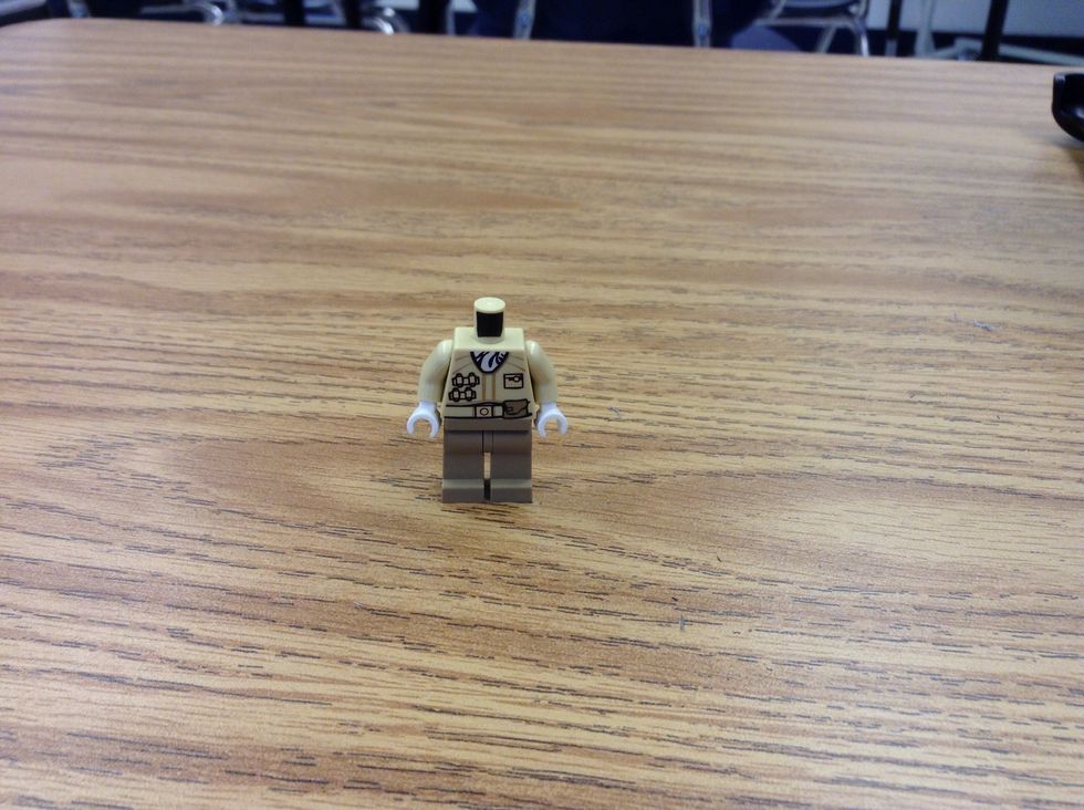 Next, put the legs on the body like so.